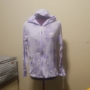Purple Windbreaker With Maple Leaf Pattern